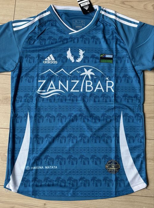 Koszulka sportowa piłkarska Zanzibar rozmiar M niebieska