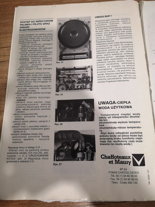 Oryginalna instrukcja do pieca dwufunkcyjnego Chaffoteaux Maury Celtic