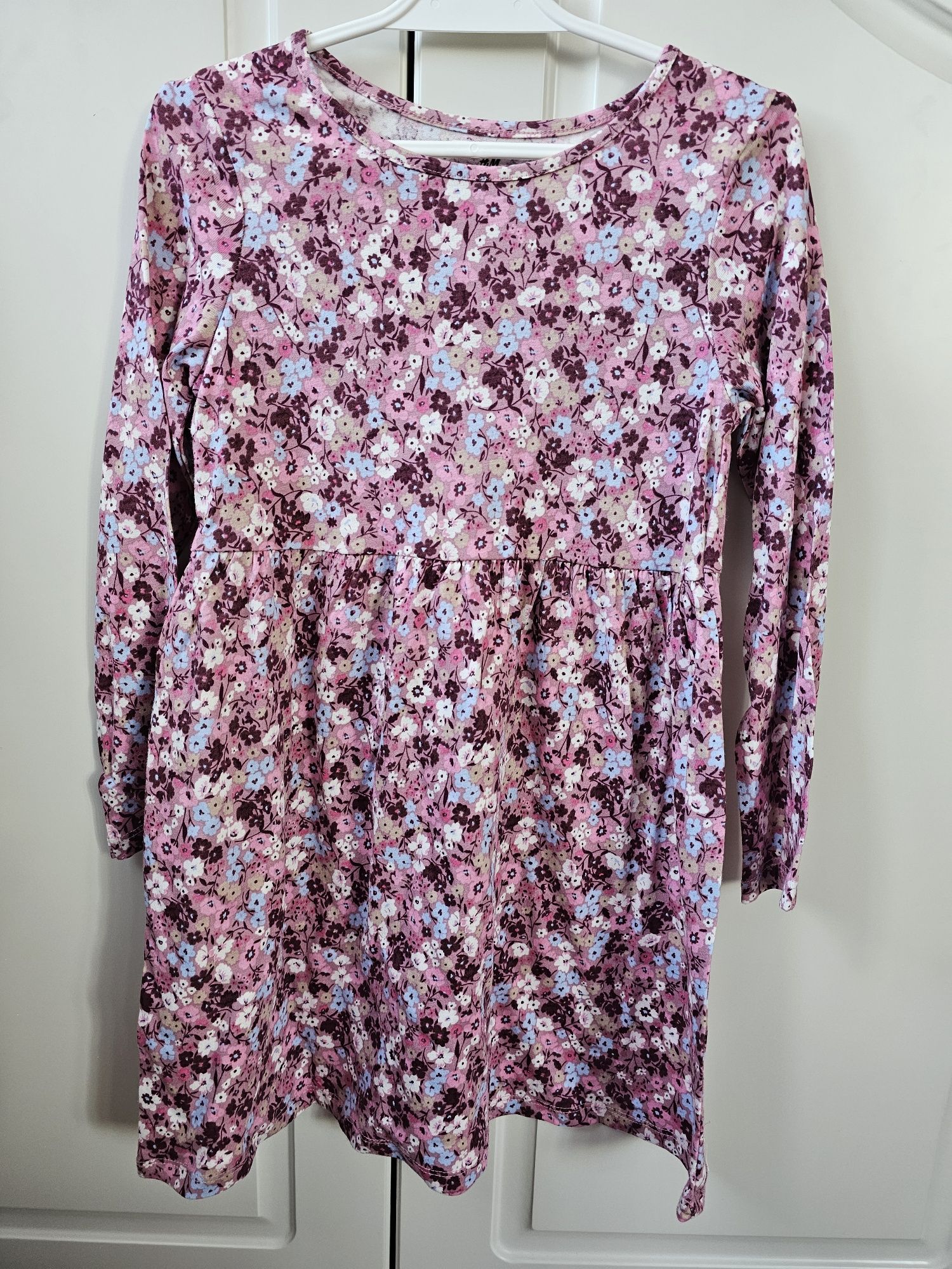 H&M bawełniana sukienka w kwiatki 110 116
