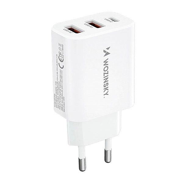 Ładowarka sieciowa Wozinsky CWCUCW 30W USB-C / 2 x USB-A - biała