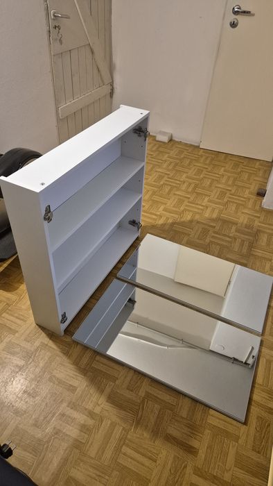 Szafka łazienkowa wisząca ANTICO 80 z lustrem biała