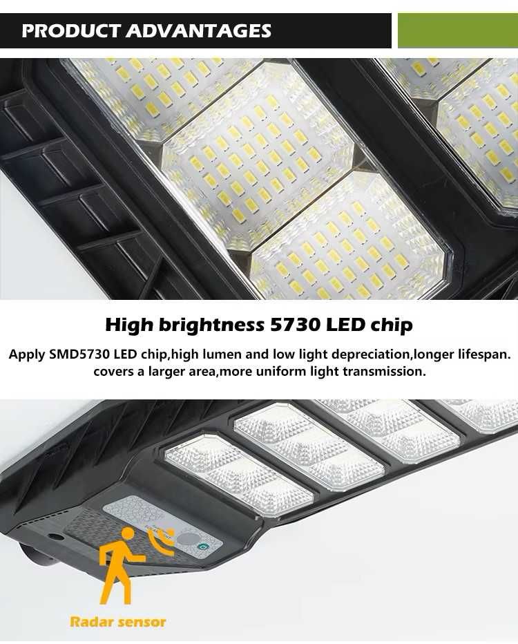 Lampa solarna led mocna 600W czujnikiem ruchu i zmierzchu RADAR