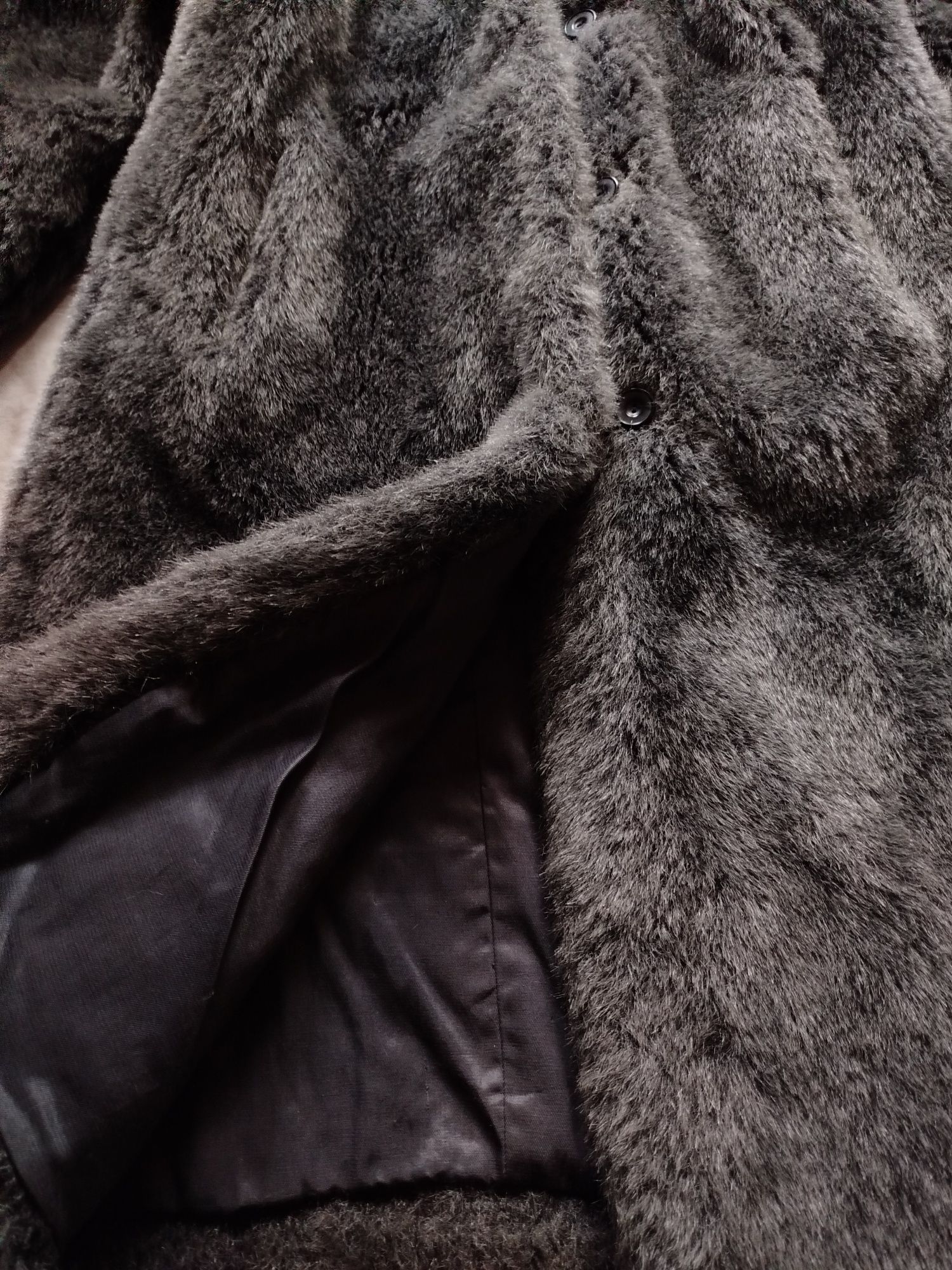 Пальто жіноче зимове міді сіре тепле шуба довга хутро m l xl 44 46