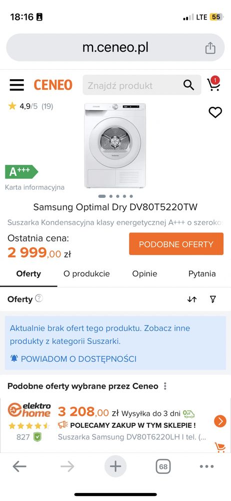 Suszarka samsung pompa ciepla