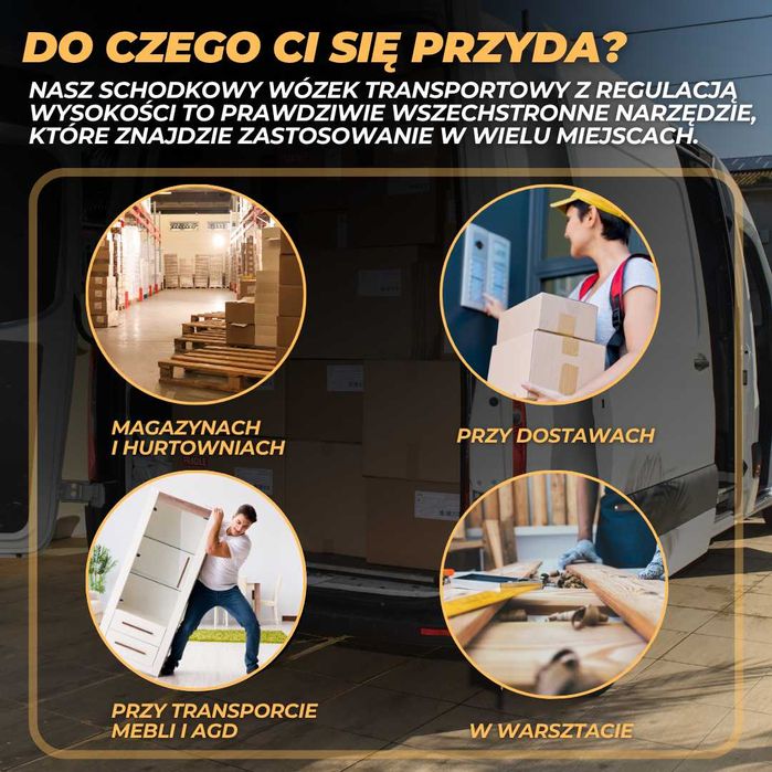 wózek transportowy wózek magazynowy wózek schodkowy regulowany 100kg
