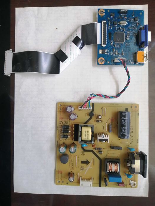 Материнская плата + блок питания от монитора HP P223.