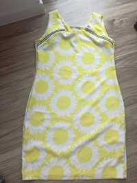 Sukienka letnia Słoneczniki rozmiar 46, kolor biało żółty