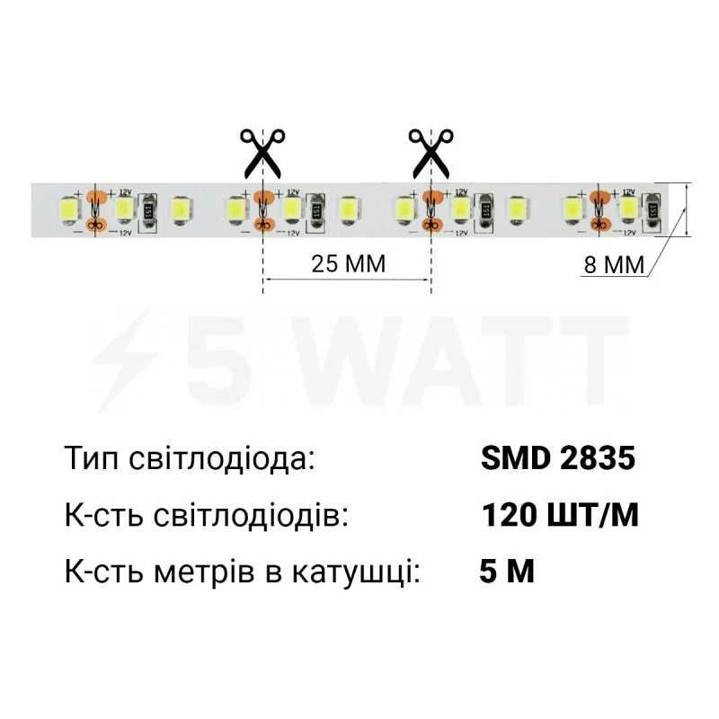 Світлодіодна лента  Professional 12-2835-120-CW-20 біла , негерметична