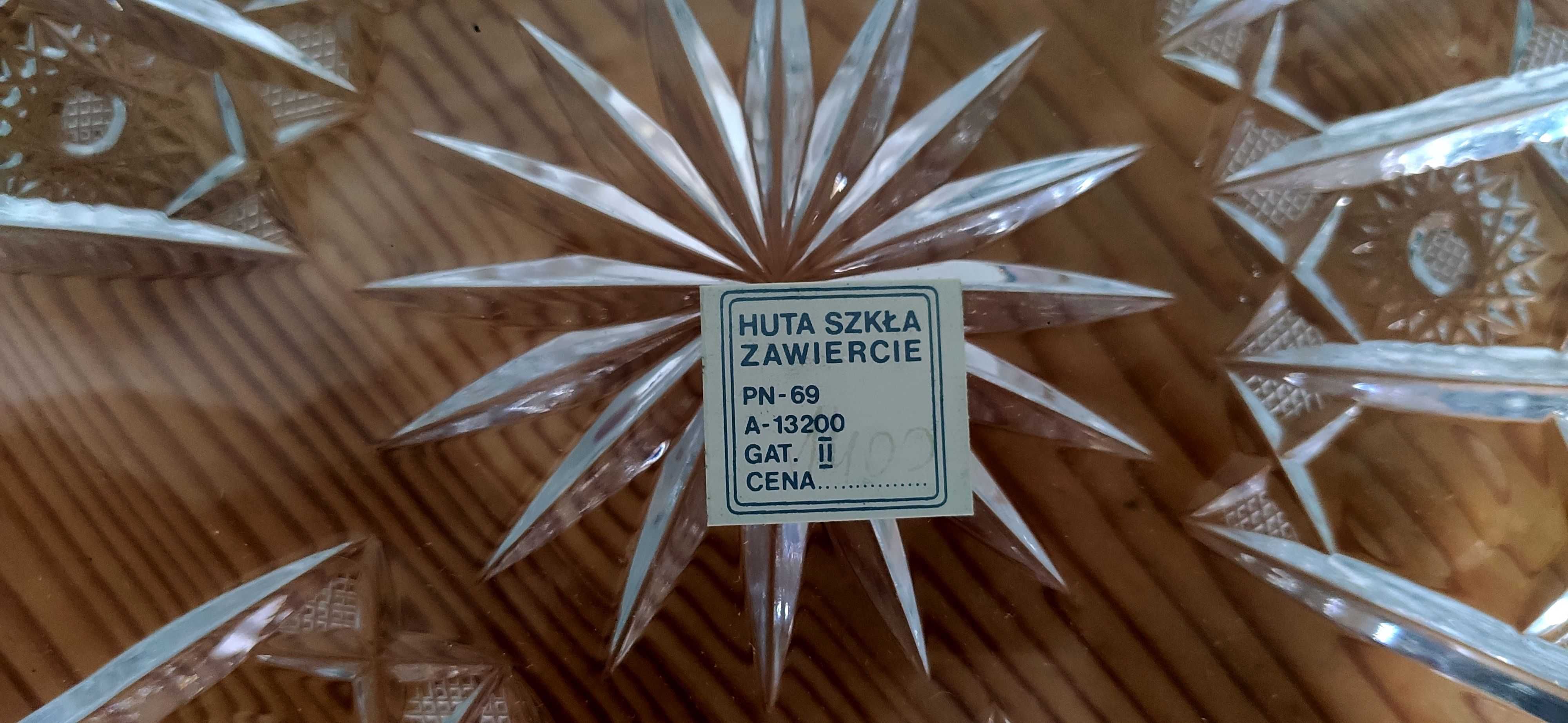Kryształowa tortownica patera 27 cm Zawiercie vintage PRL