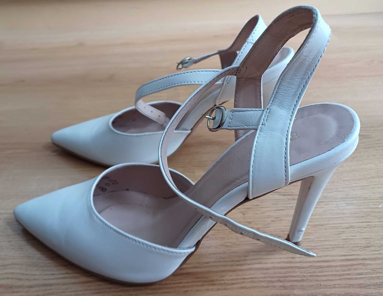 Białe buty ślubne Ryłko Estima, rozmiar 38