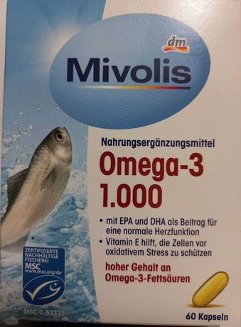 Омега-3 1000 (коробка) 60 капсул. Omega-3 1000. Товар з Німеччини.