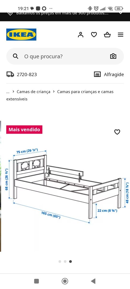 Cama de criança 70x160 cm