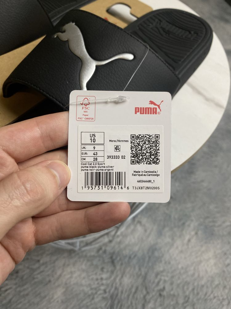 Продам мужские сланцы тапки шльопанци Пума Puma чорные большое лого