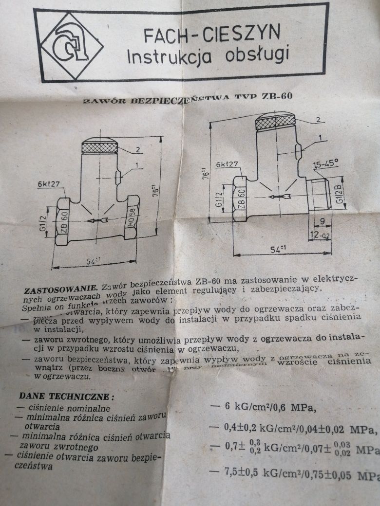 Zawór bezpieczeństwa wody Cieszyn
