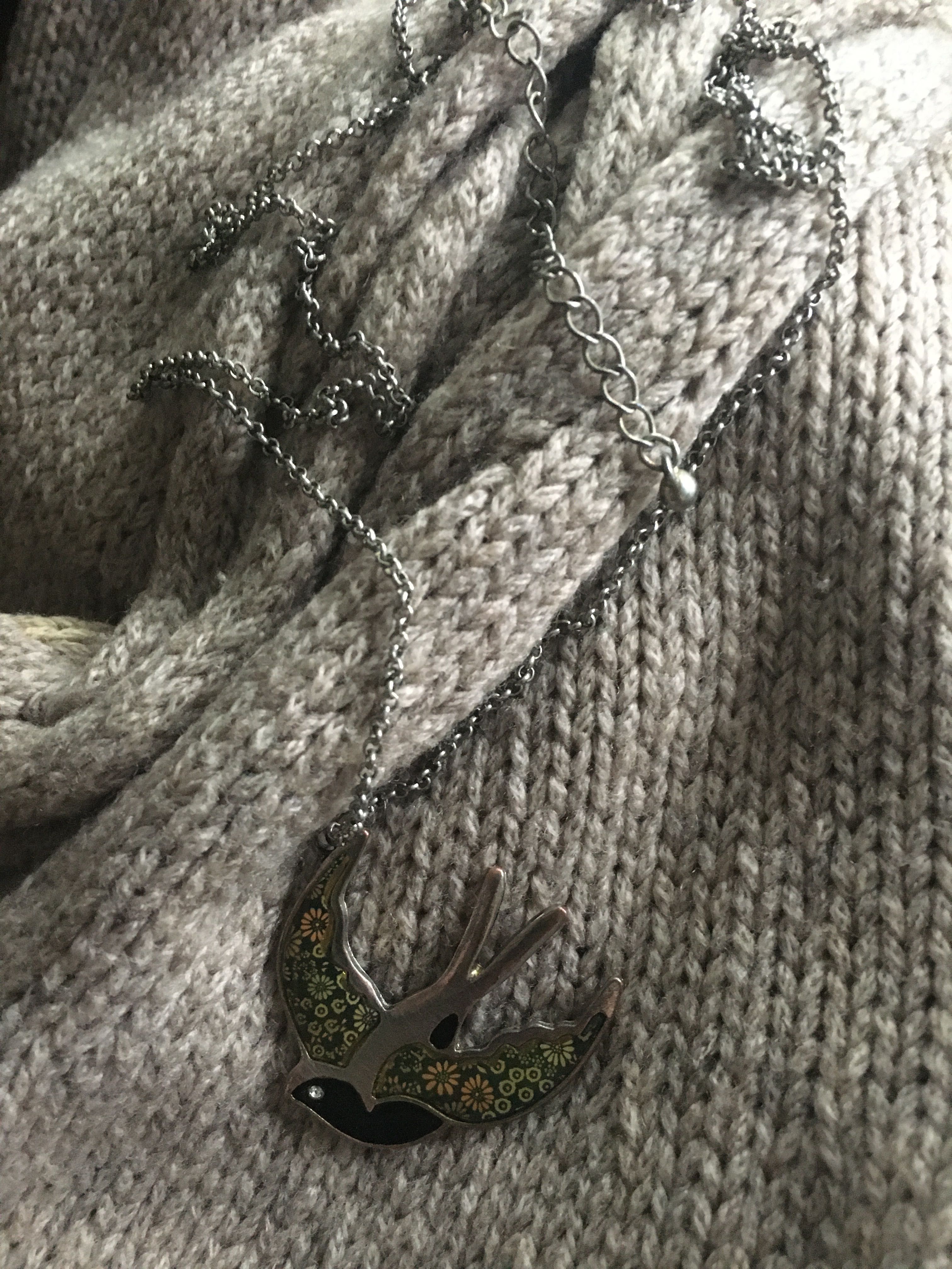 PROMOD - piękny wisiorek / łańcuszek na sweter, 80 cm, z regulacją