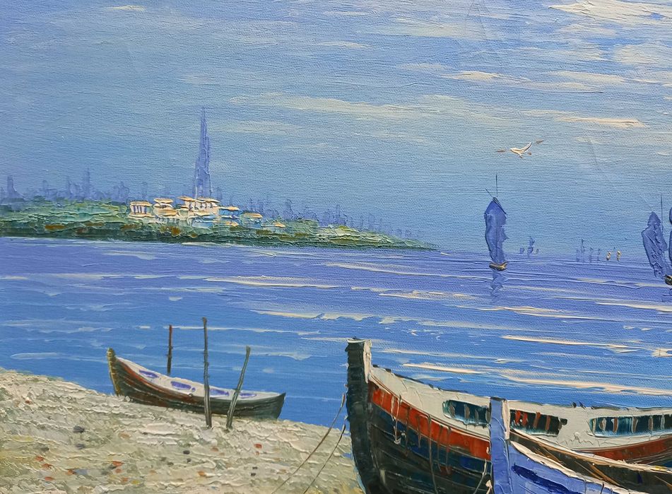 Pejzaż morski, olej/płótno, R. Danford, poł. XX w.