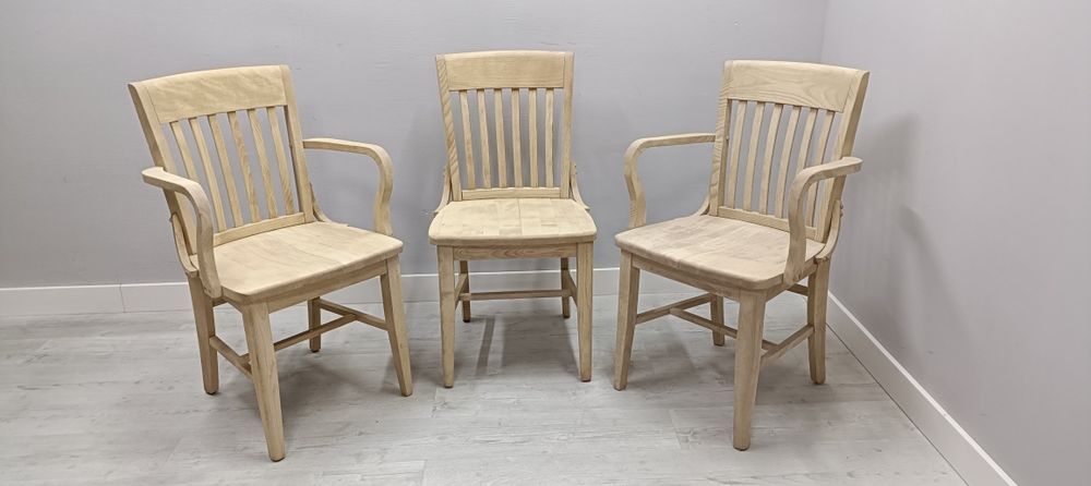 Dębowe masywne krzesła z podłokietnikiem do malowania 50sxt