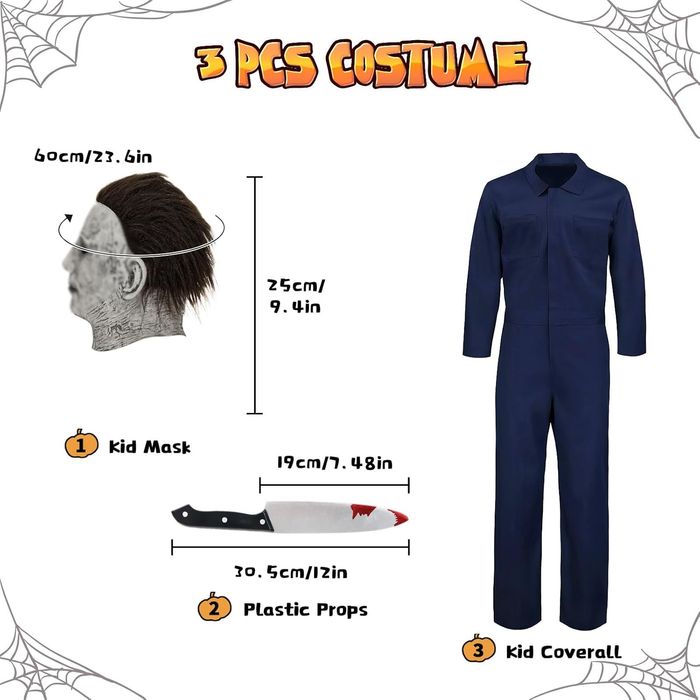 Dziecięcy kostium horrorowego bohatera z maską Rozmiar 6-9 Lat 8 Lat