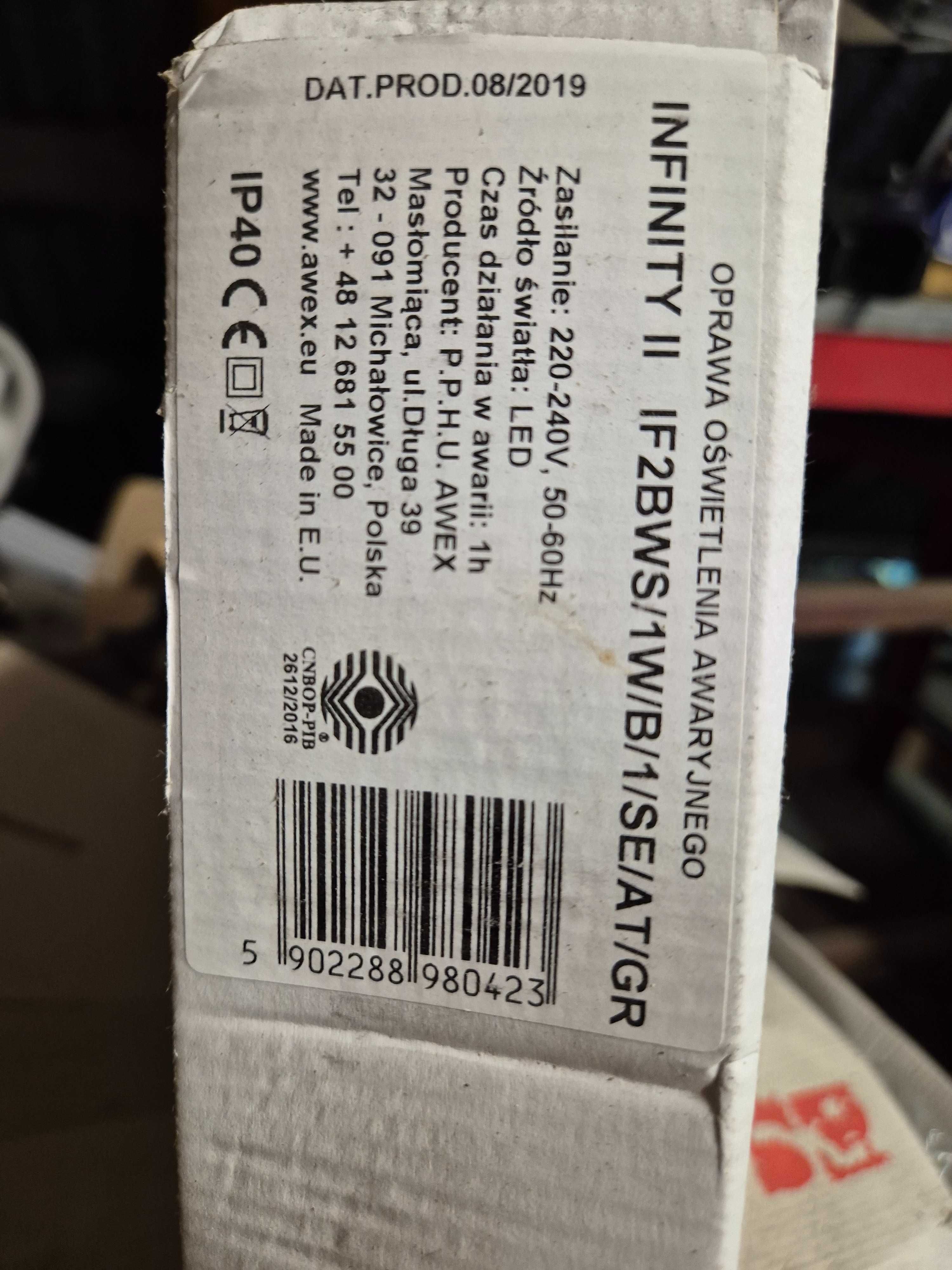 Oprawa INFINITY II BW LED 1W 1h jednozadaniowa AT + PD24F,PD25F,PD26F