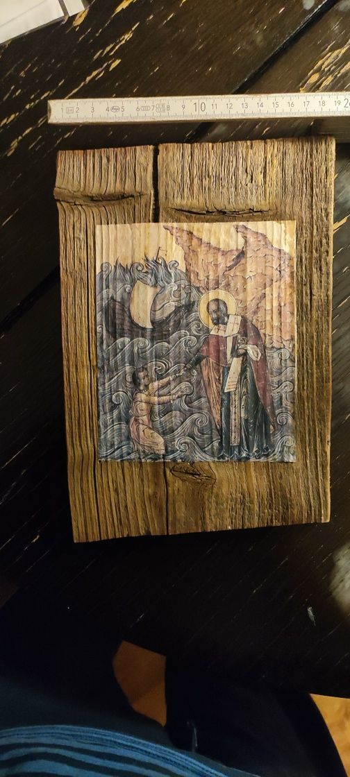 Reprodukcja a'la ikona na desce drewnianej