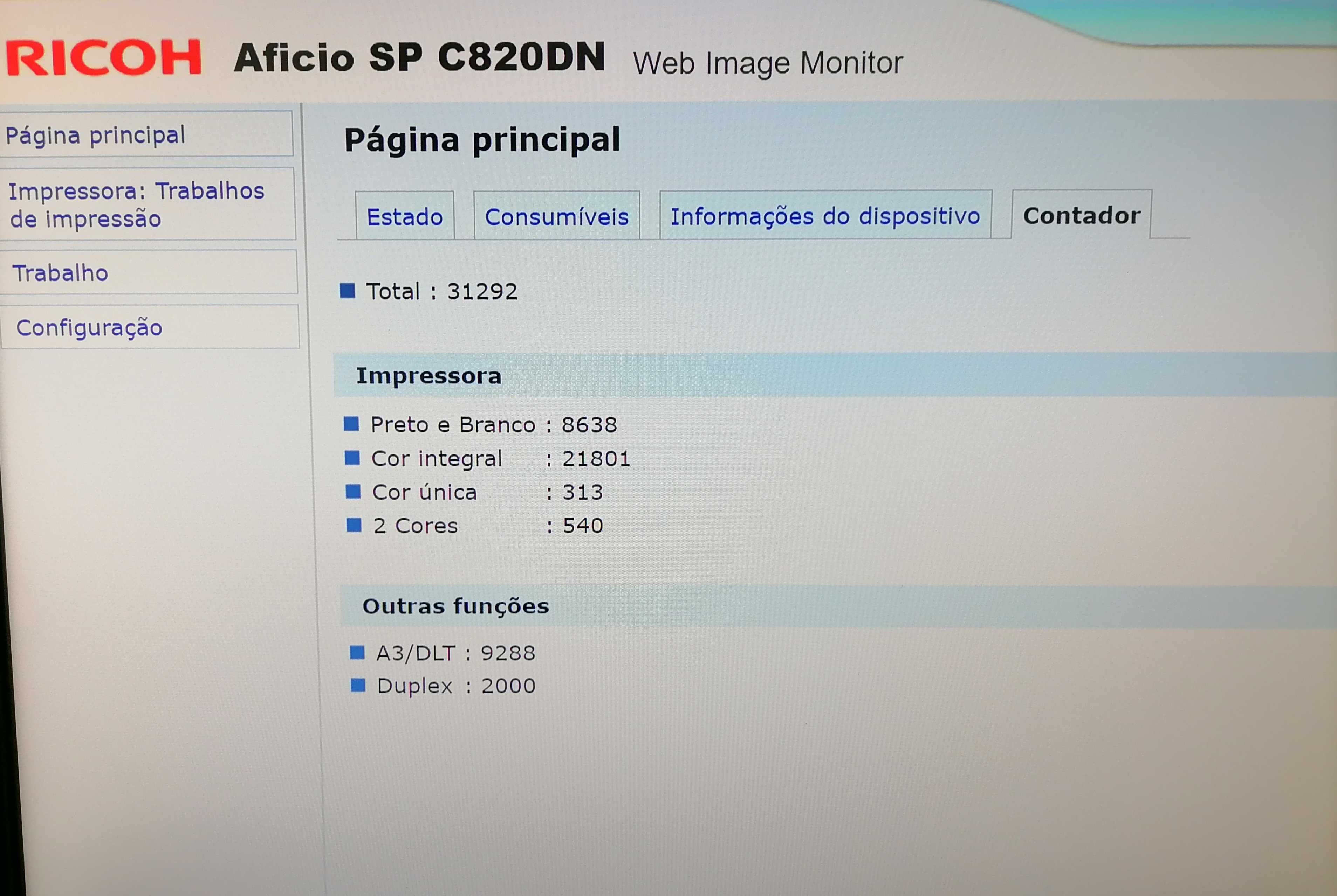 Impressora Ricoh Aficio SPC 820 DN