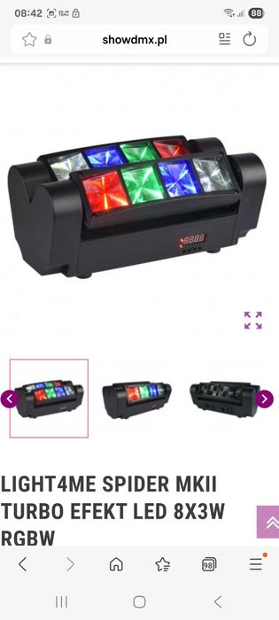 Sprzedam efekty dyskotekowe Spider  light 4 me .