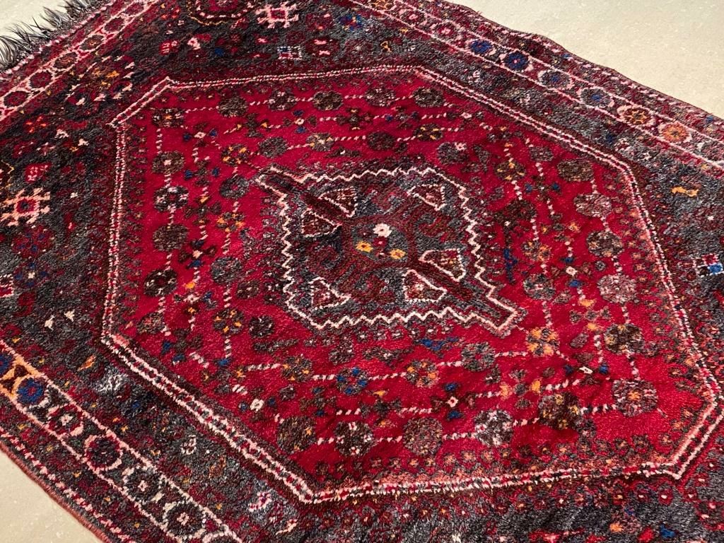 Stary koczowniczy dywan perski Shiraz Qashqai 185 # 115 wełniany
