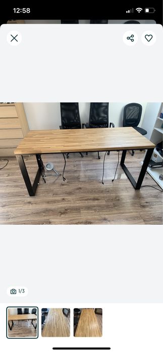 Dębowe biurko LOFT z naturalnego drewna - 190x80cm