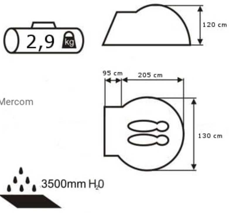 Namiot Turystyczny dla 2 osób TREKKING Lekki 3500MM H2O