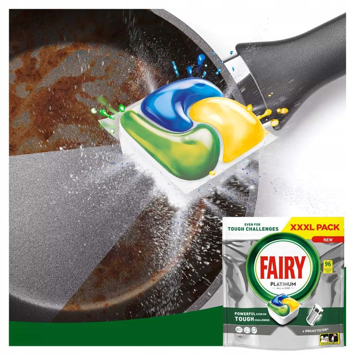 Kapsułki do prania FAIRY PLATINUM ALL IN ONE Lemon 96 szt Skuteczne