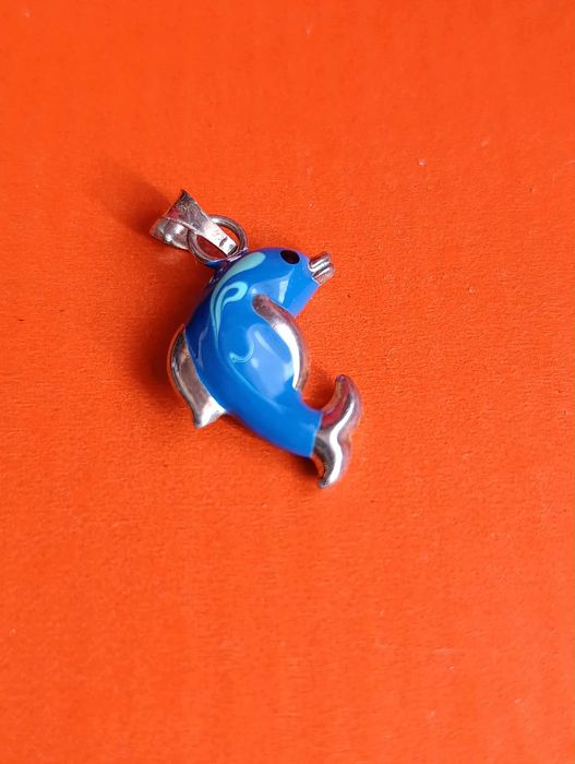 Prata Pendente Golfinho Azul