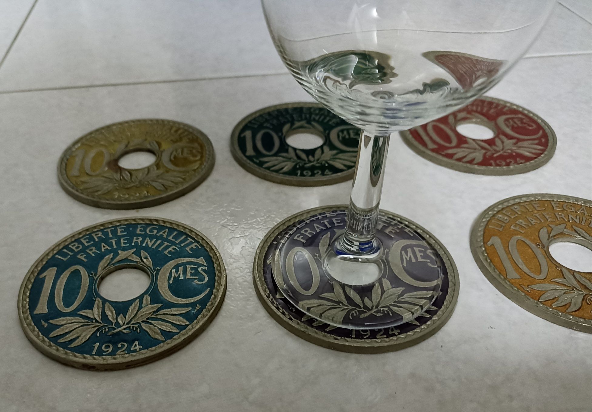 Bases copos vintage réplica moedas de 1924 Lindauer