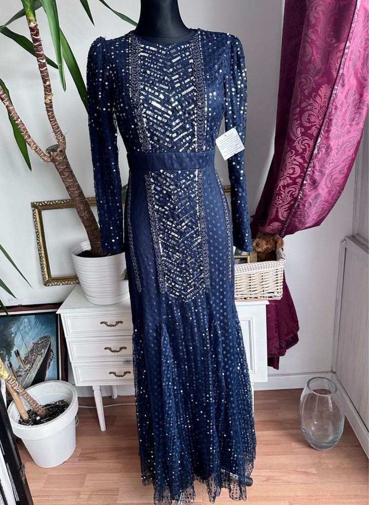 maya deluxe cekinowa sukienka tiulowa maxi s 36 m 38 L