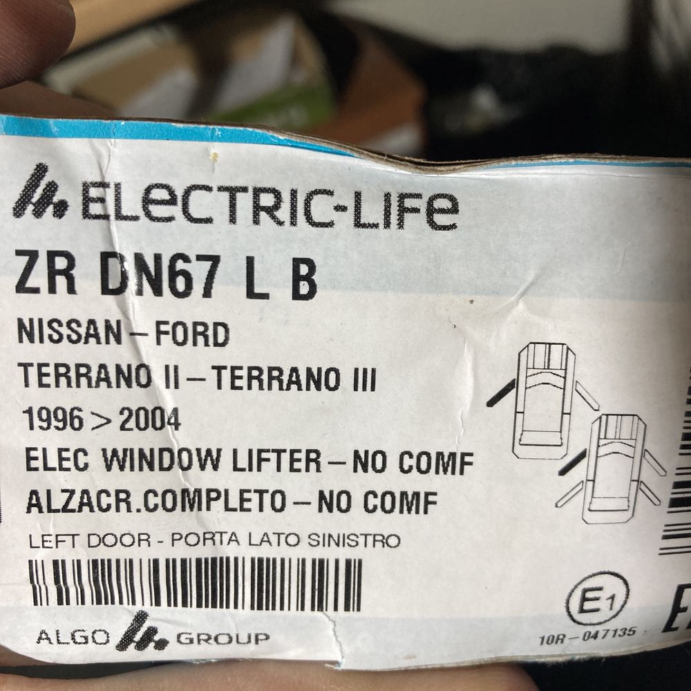 Elevador de vidro eléctrico Ford/Nissan ELECTRIC LIFE ZR DN67 L B Novo