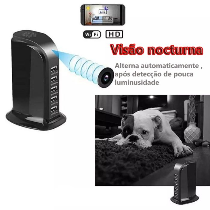 camera discreta WIfi HD 4k extensão portas USB PC Android ios iphone