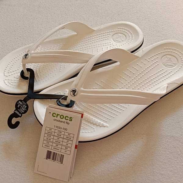 Crocs Unisex Crocband Flip вьетнамки белые женские крокс, оригинал.