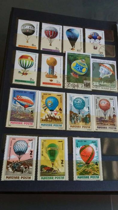 Colecção rara de selos sobre aviação de todo mundo