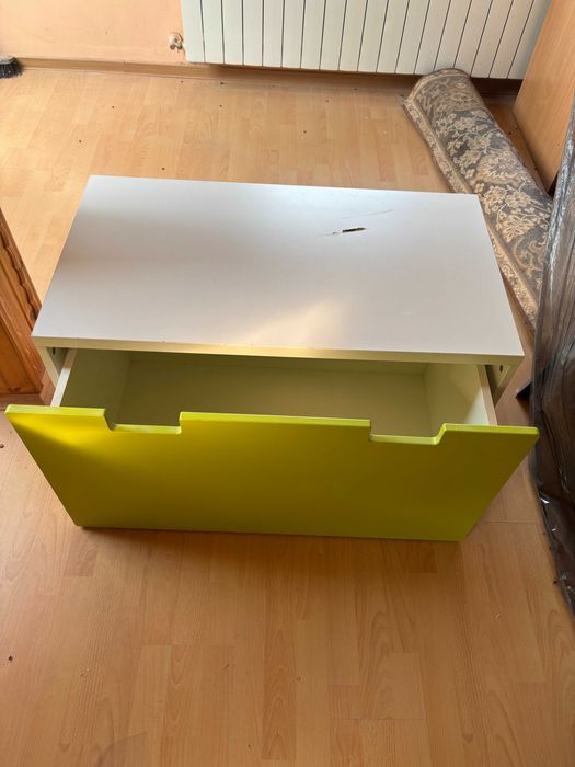 SMÅSTAD szuflada + ławka zielona / biała, 90x49x48 cm