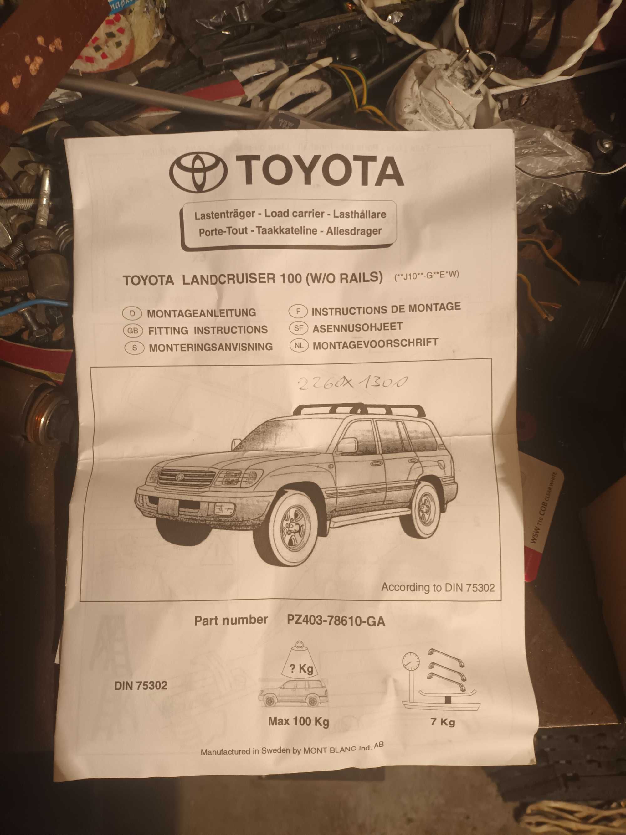 Belki bagaźnika dachowego relingi Toyota Land Cruiser 100