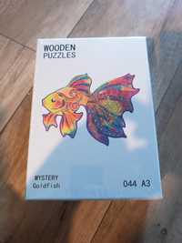 Drewniane puzzle złota rybka A3