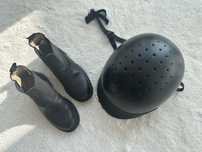 Buty na konie jeździeckie Fouganza r.32, kask jeździecki 52-55 cm