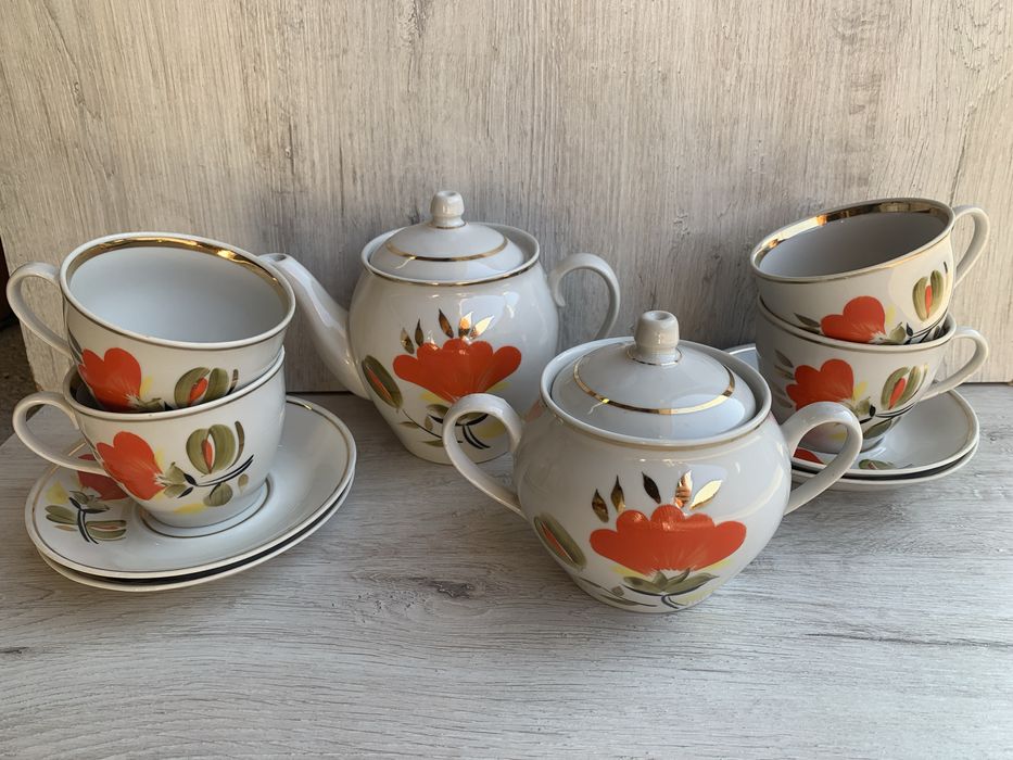 Сервиз ручная роспись Полонное Дружковка посуда чашка чайник блюдце