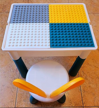 Детский развивающий игровой столик со стульчиком 3в1 + конструктор