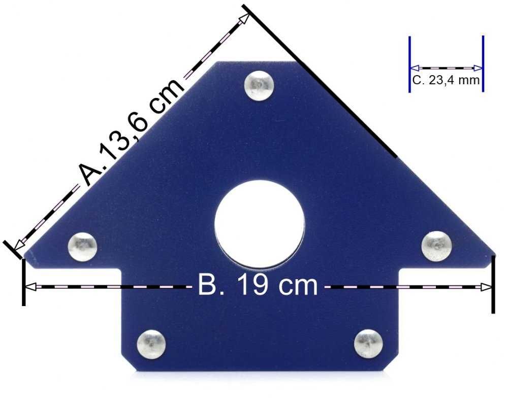 Uchwyt magnetyczny 190 x 136 x 23,4 mm 34,5 kg kątownik magnetyczny