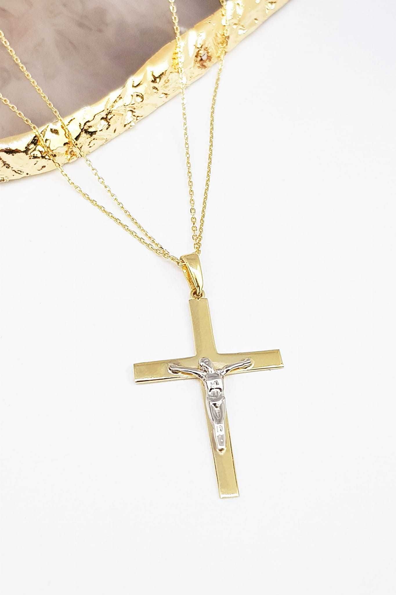 Złota zawieszka do łańcuszka krzyżyk pr. 585