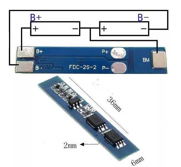 Плата захисту BMS 2s Li-Ion 18650