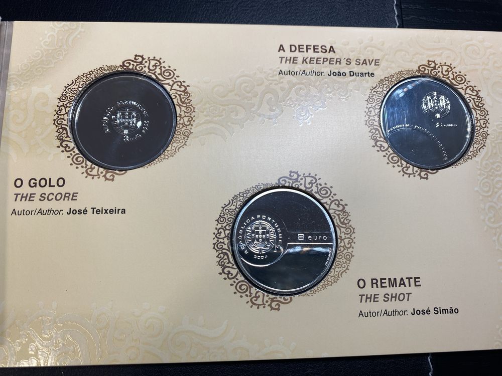 Conjunto de 3 moedas do euro 2004 em BNC