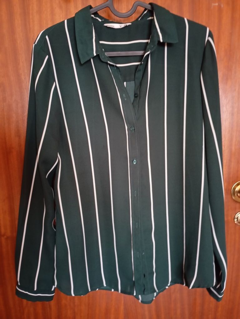 Camisa verde com riscas brancas Pull