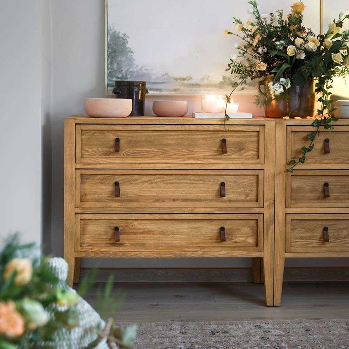 Stylowa drewniana komoda w stylu retro, 3 szuflady, naturalne drewno