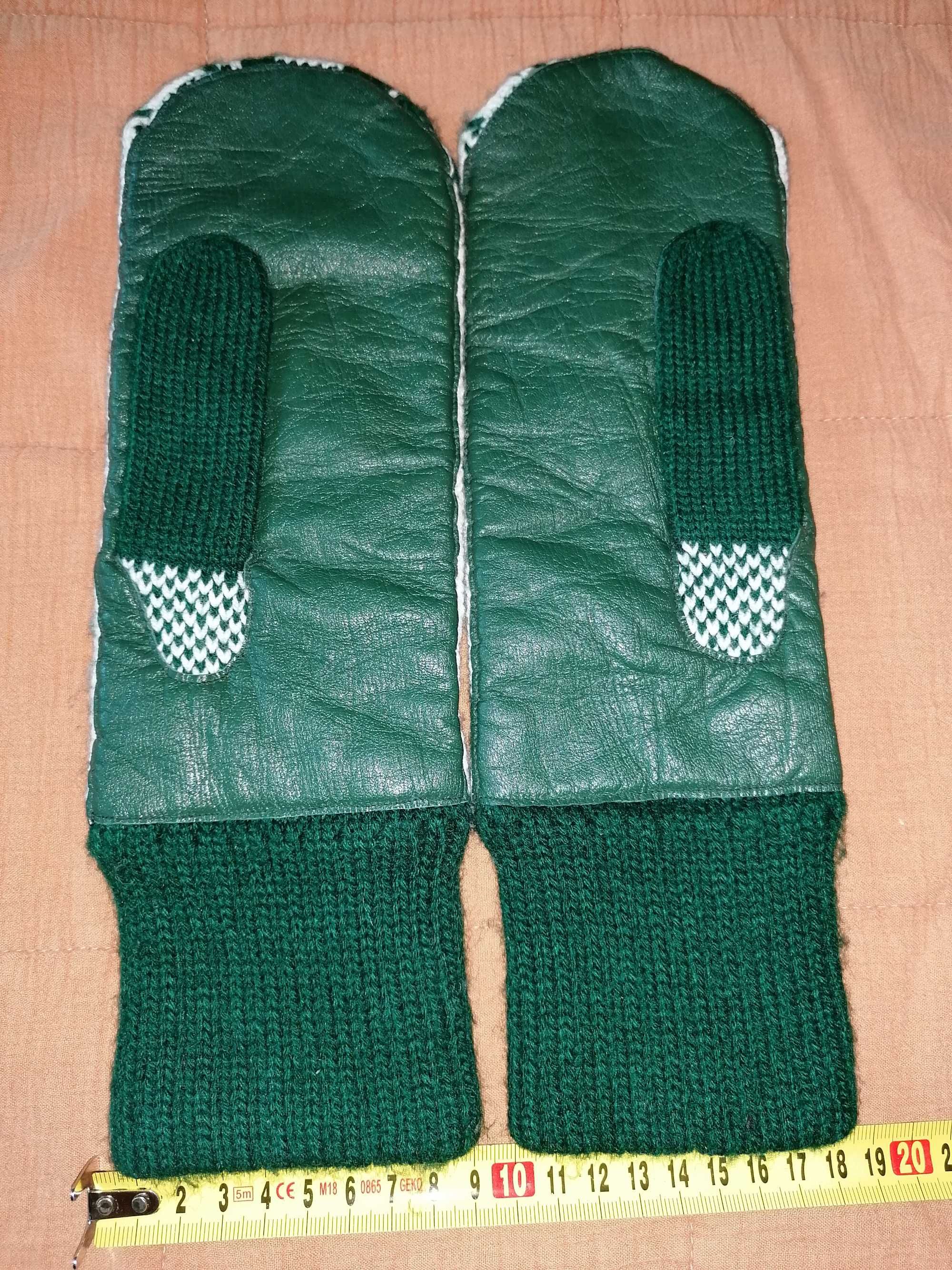 Rękawiczki vintage zimowe skóra z jednym palcem damskie/męskie